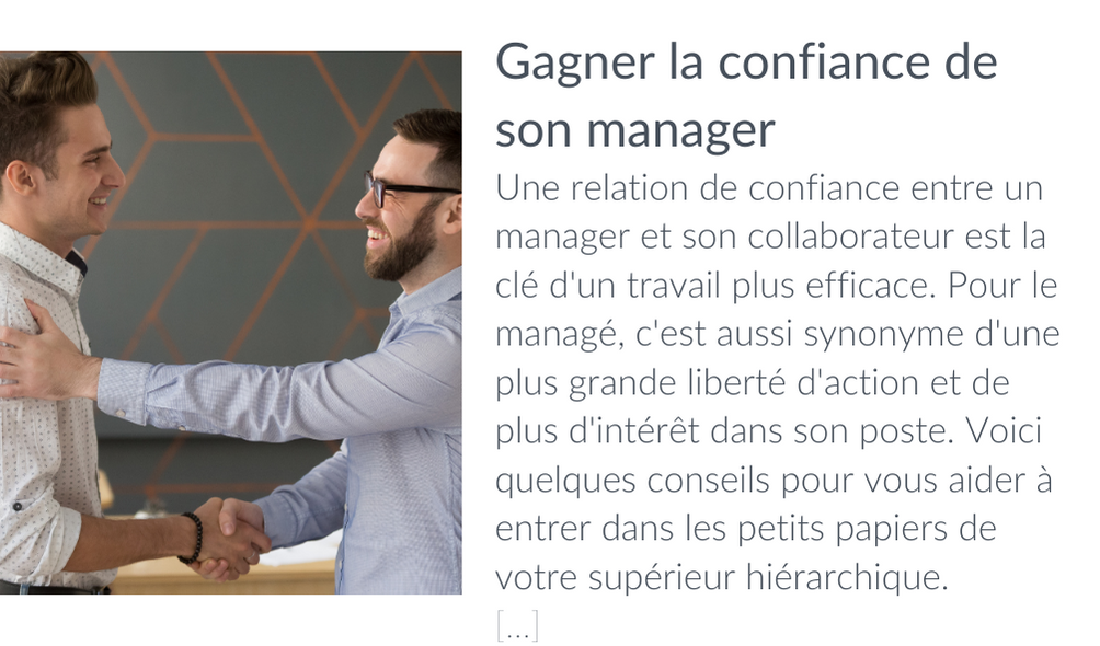 Gagner la confiance de son manager